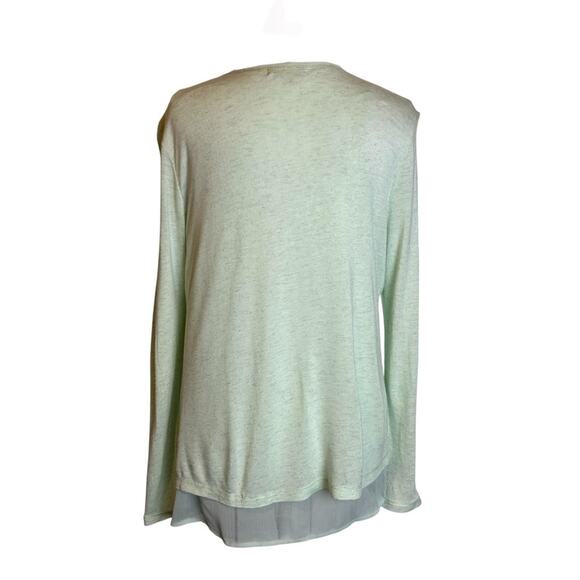 Democracy Top Womens Size M Sea Foam Green Knit over Chiffon Fairy Sparkle - Picture 3 of 6